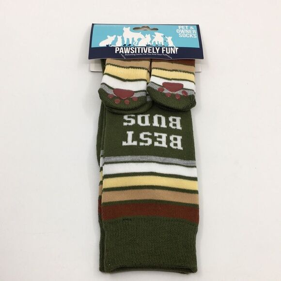 Pawsitively Fun Pet and Owner Socks Best Buds Adult Sz 10-13 Pet Sz Small Breed - Picture 1 of 14